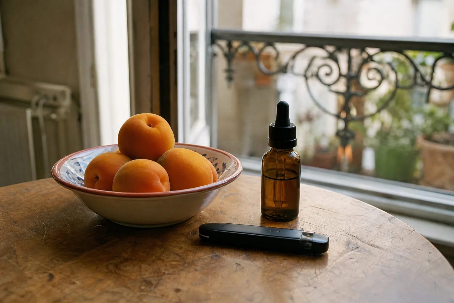 Abricots mûrs disposés dans une coupelle en céramique
