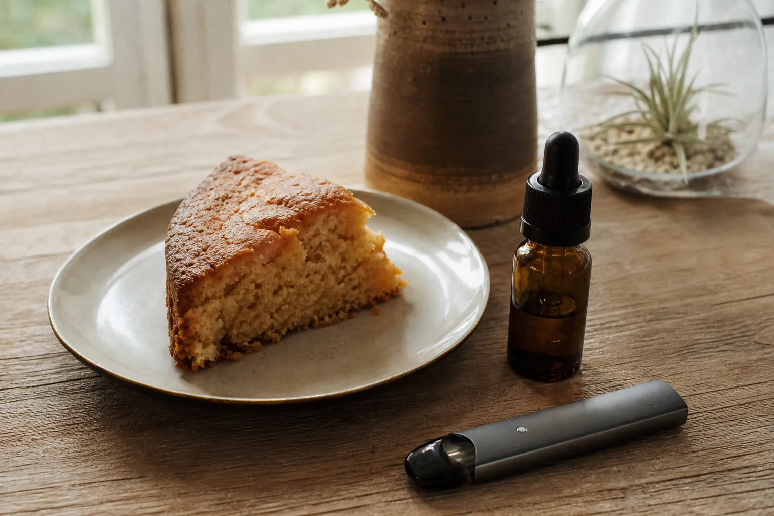 Part de gâteau moelleux maison posée sur une assiette