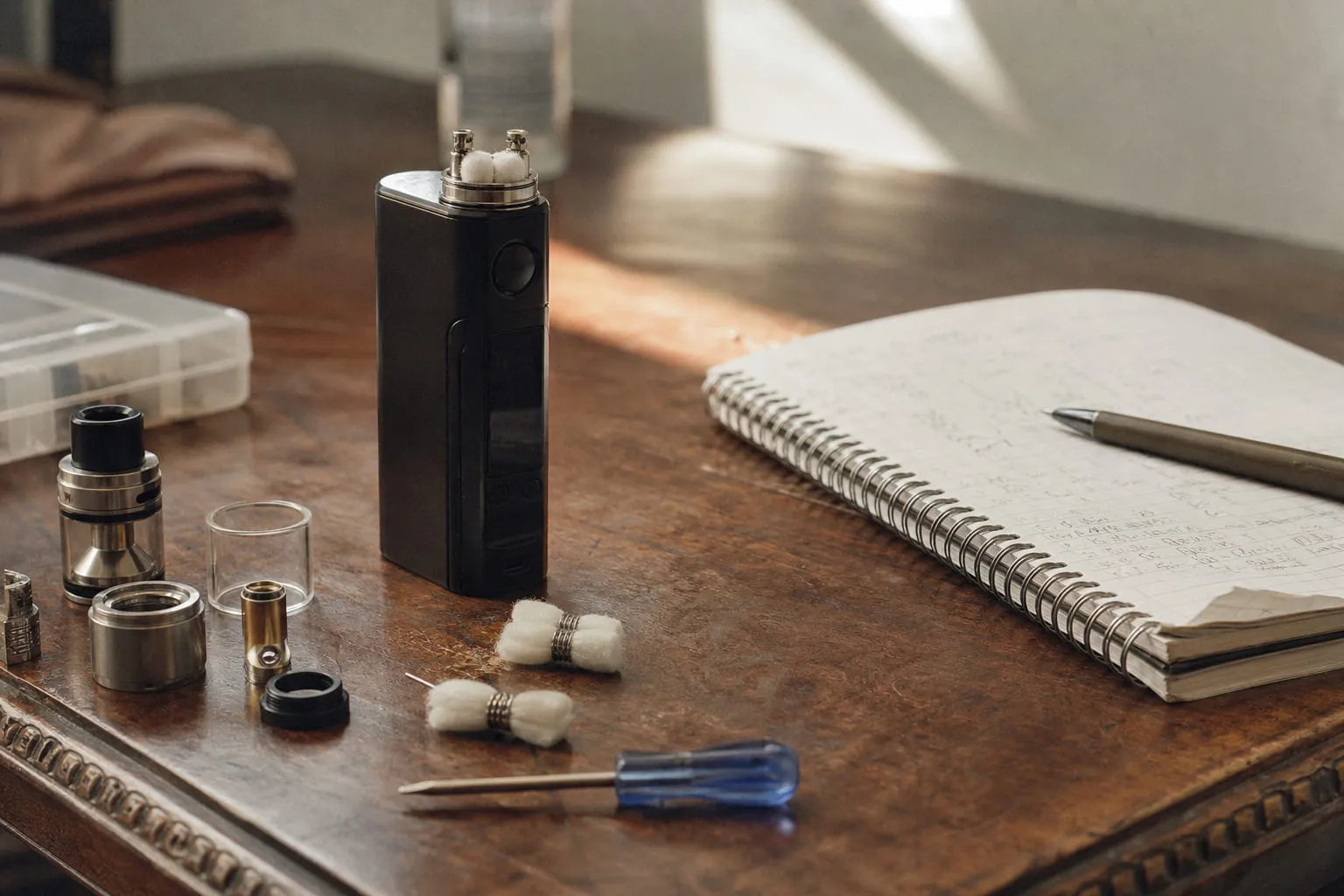 Vapeur dense et opaque dans une lumière latérale, fond sombre
